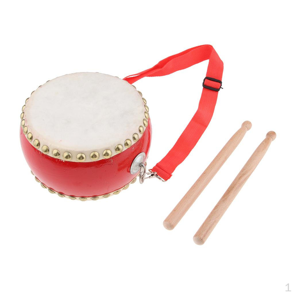 Ballad Drum,Chinese Ancient Drum Musical Percussion Cowhide Waist Children Toy with Sticks