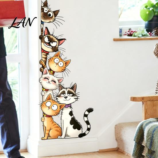 Creative Home Decoration Gifts Cute Cartoon Cats/Dogs Wall Stickers, Waterproof PVC Decals, Peel And Decorative Glass Door Decals Stick Murals
