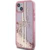 Guess Guhcp15Mlfcsegp Iphone 15 Plus / 14 Plus 6.7 Różowy/Pink Twarde Etui Płynny Brokat Złote Paski