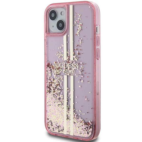 Guess Guhcp15Mlfcsegp Iphone 15 Plus / 14 Plus 6.7 Różowy/Pink Hardcase Liquid Glitter Gold Stripes