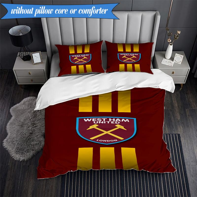 Football Club Emblem 3pcs K-pop music group Bedding set,Ideal for Bedroom, Dormitory,Including Duvet Cover And 2pcs Pillowcases,Fan gifts