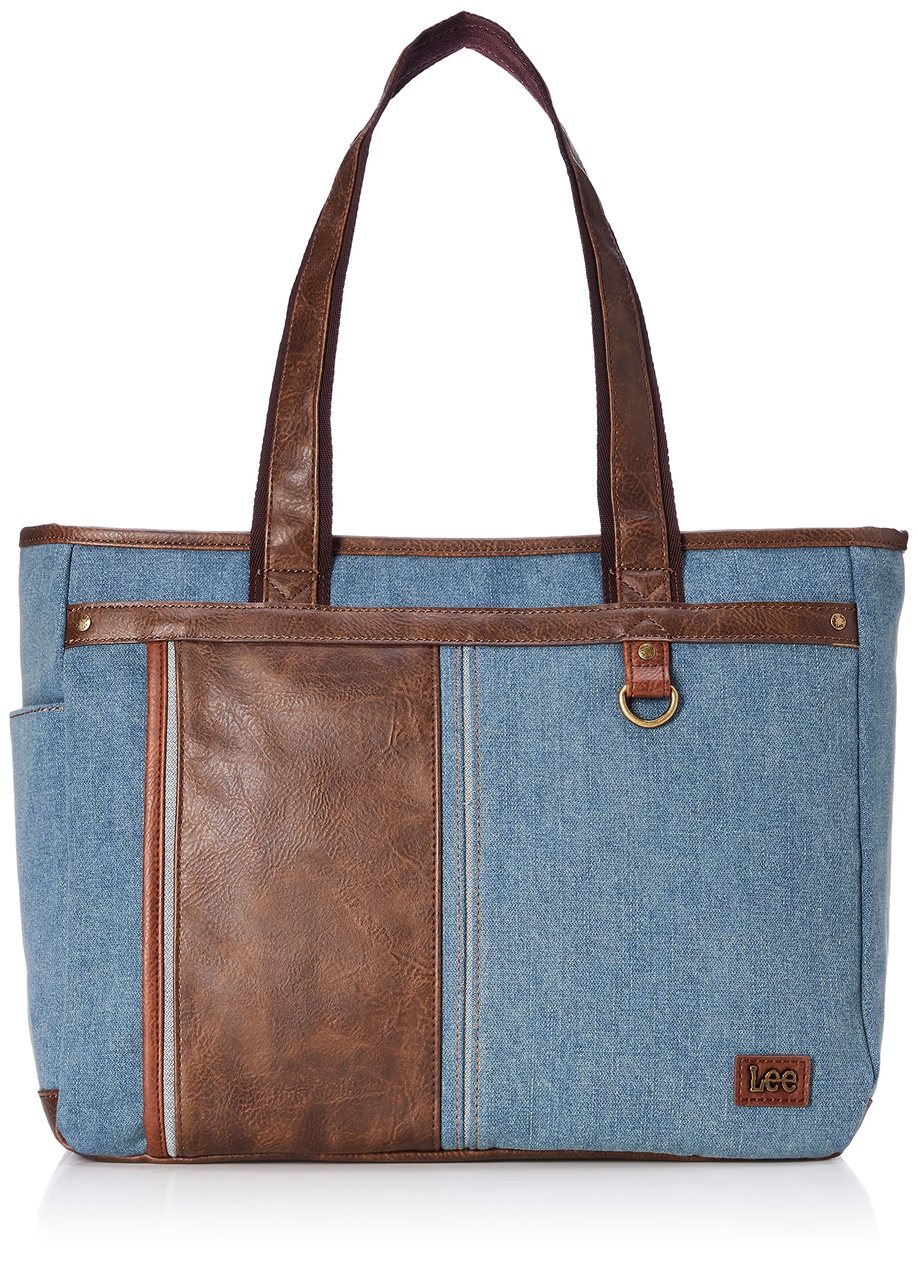

Lee denim x faux leather tote bag синій