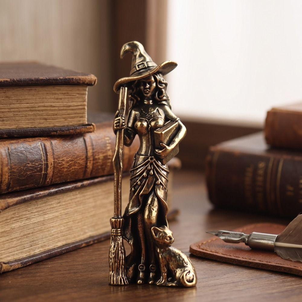Halloween Magician Statue Vintage Magic Witch Figurine Table Decor Wizard Figurine Table