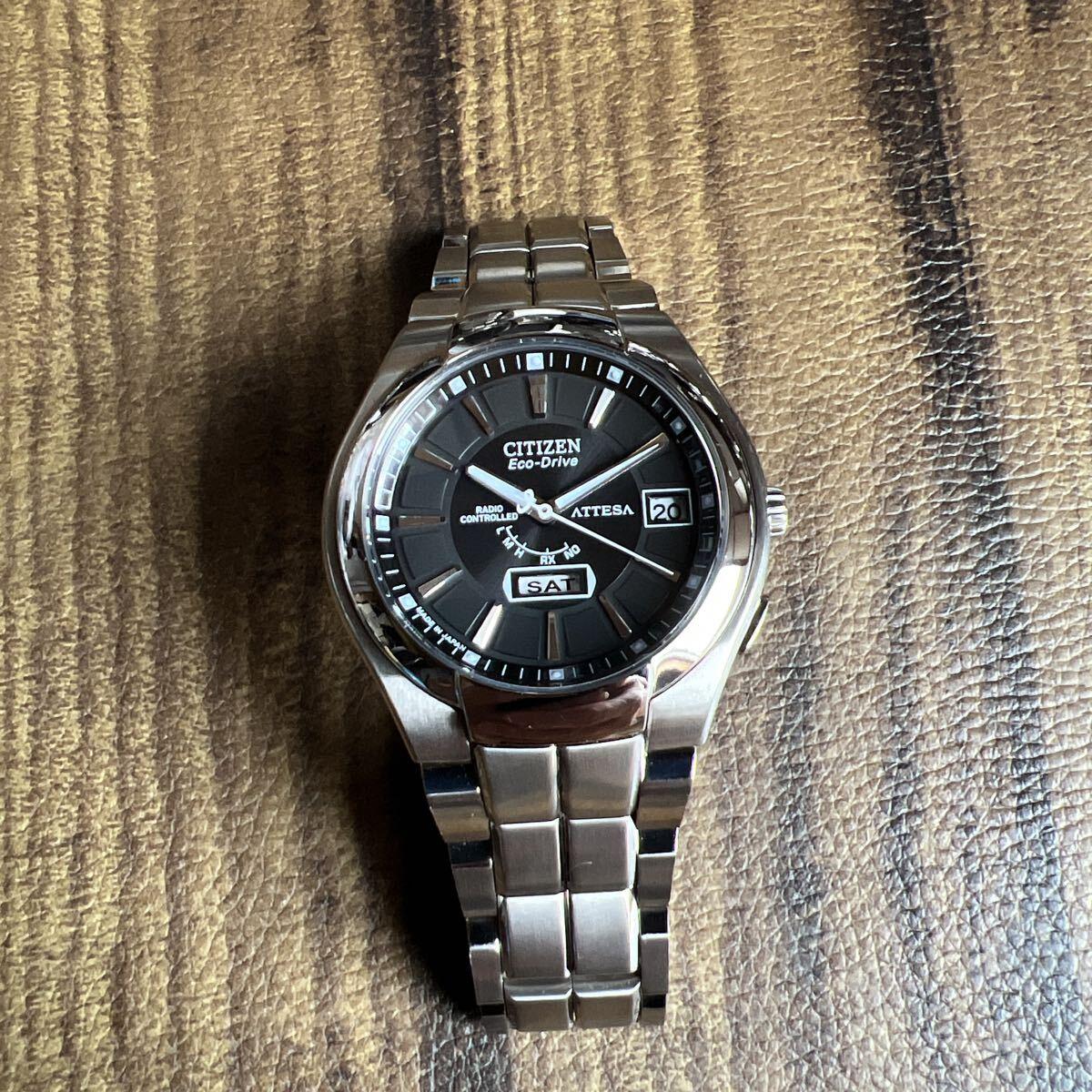 Used CITIZEN Citizen ATESSA Eco Drive Radio Solar Operating Item ATD53-2771 Men s Watch