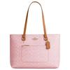 Coated Canvas Tote Bag With Side Zipper Pocket Women Handbags Gold Pink CEA21-IMPO