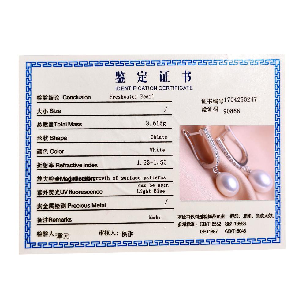 seniko 8-9mm Natural Freshwater Pearl Earrings Fashion Cubic Zirconia Clip Earrings For Women Girl Gift Long Earrings