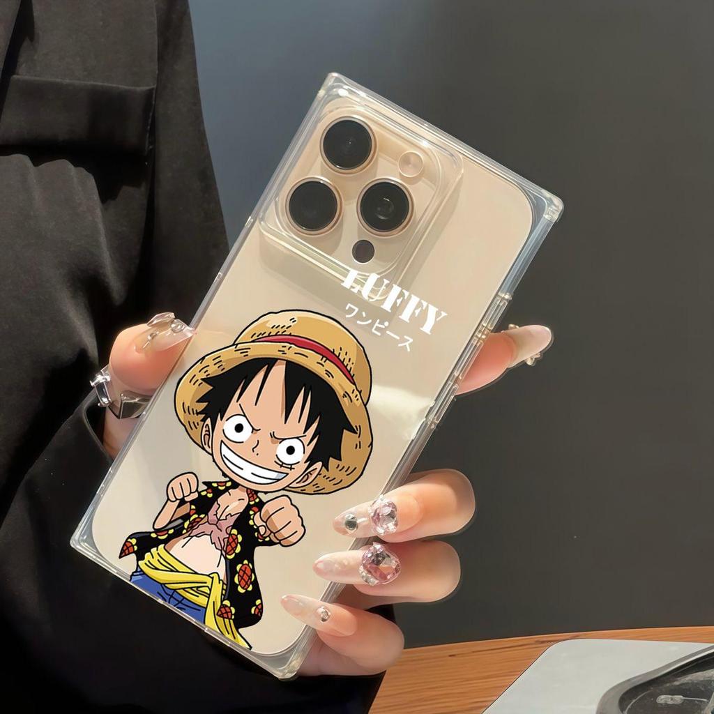 Clear Square Back Tube Case Protection For iPhone 13 15 Plus 14 Pro Max 12 11 16 ProMax Anti-Oxygen,Cartoon Pirate King Pattern Casing