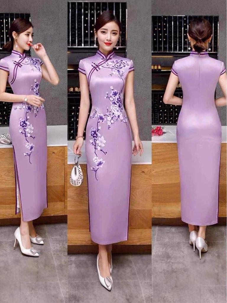 Elegant Retro Shanghai Cheongsam: High-End New Chinese Style Long Dress
