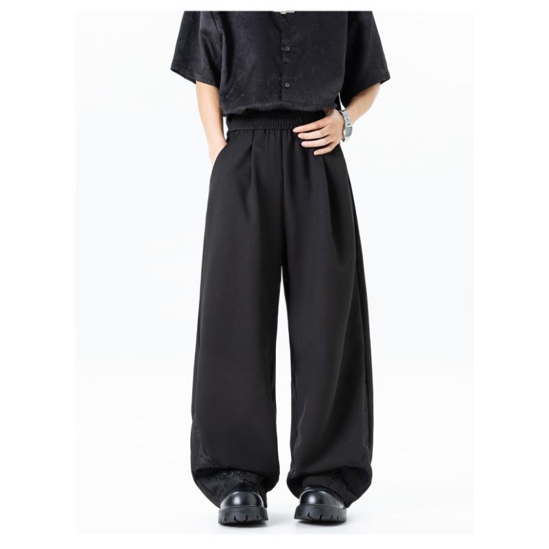 New Chinese Style Jacquard Pleated Breathable Straight Casual Long Pants For Men