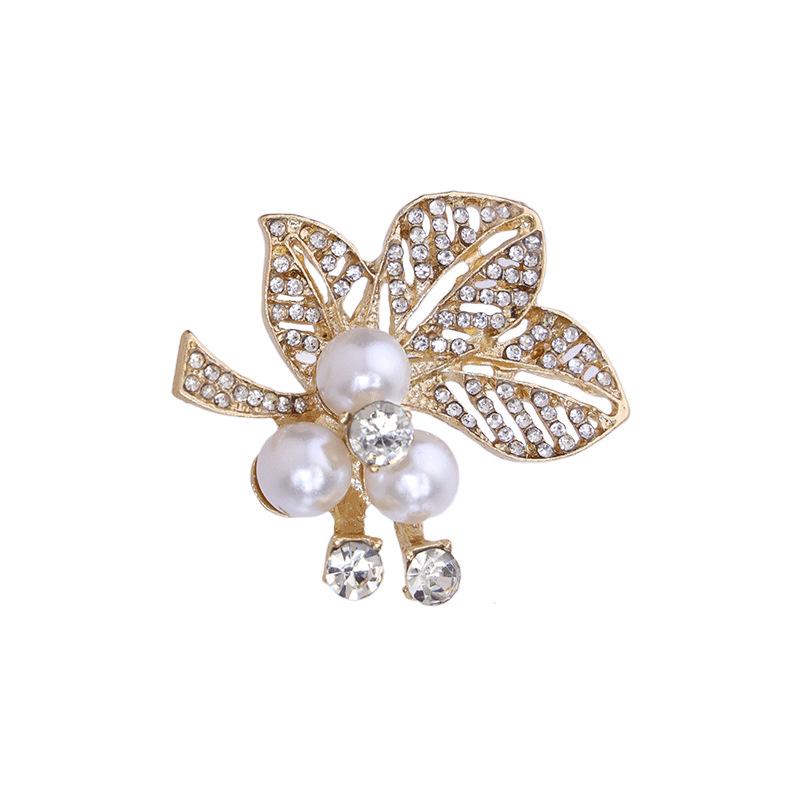 Pearl Leaf Brooch Fashion Exquisite Leaf Brooch Premium Sense Anti-light Pin Clothing Fixed Pin Accessories