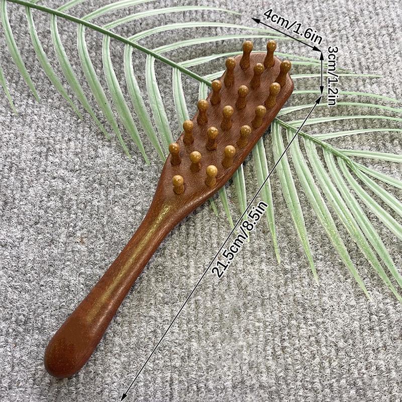 Golden Sandalwood Long Handle Massage Comb Meridian Massage Scalp Head Solid Wood Comb Coarse Toothed Head Comb Acupoint Massage