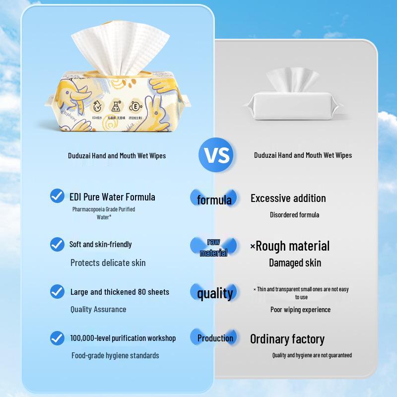Han Bei Jie Baby Hand- & Mundtücher - 80 Große, Verdickte Tücher für Säuglinge & Kleinkinder
