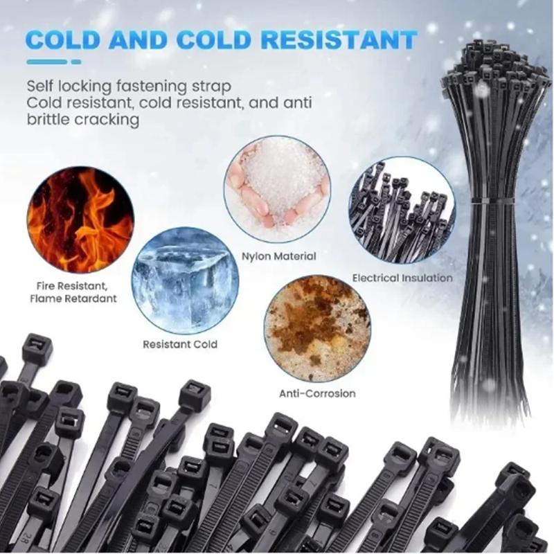 100Pcs Nylon Cable Ties Self-locking Cord Ties Straps Adjustable Cables Fastening Loop Home Office Wire Zip Ties