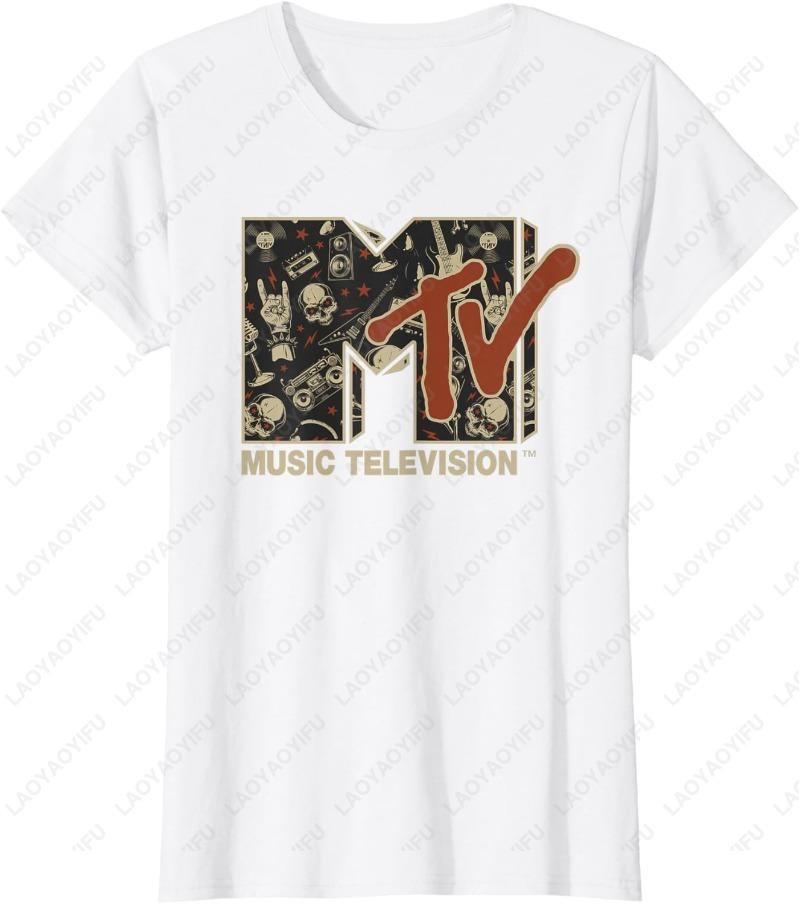 MTV Rock N Roll Music Hard Heavy Metal Skull Guitar Vintage Cotton TShirt Gothic Fashion Outdoors Oneck Printed  Men Clothing