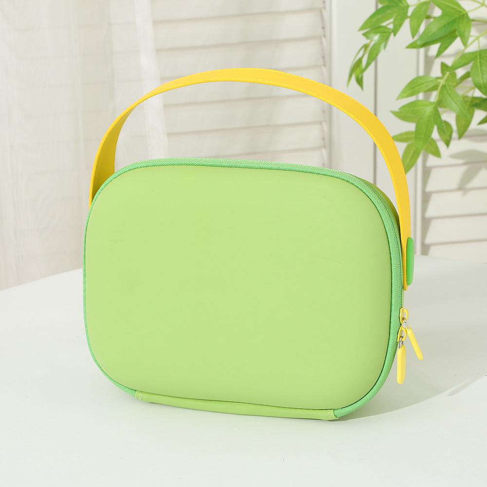 

Simple Waterproof PU Cosmetic Bag Candy Color Square Wash Storage Bag Space Saving Handle Make Up Pouch Bag Travel makeup bags зелёный