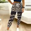 Summer Ladies Leopard Print Printed Sweatpants Loose Fit Drawstring Joggers Elastic Cuff Daily Casual Pants