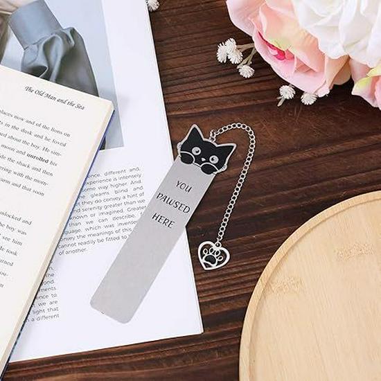 Black & White Funny Cat Dog Stainless Steel Bookmarks - Cute Color Blocking Design