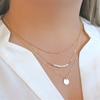 Women's Stylish Faux Pearls Polished Coin Charm Pendant Three Layers Necklace