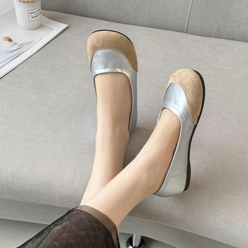 Fashion Retro Shallow Mouth Slip-On Round Toe Women's Shoes 2024 Autumn New Simple Versatile Casual Moccasin Low-top Shoes Zapato Mujer