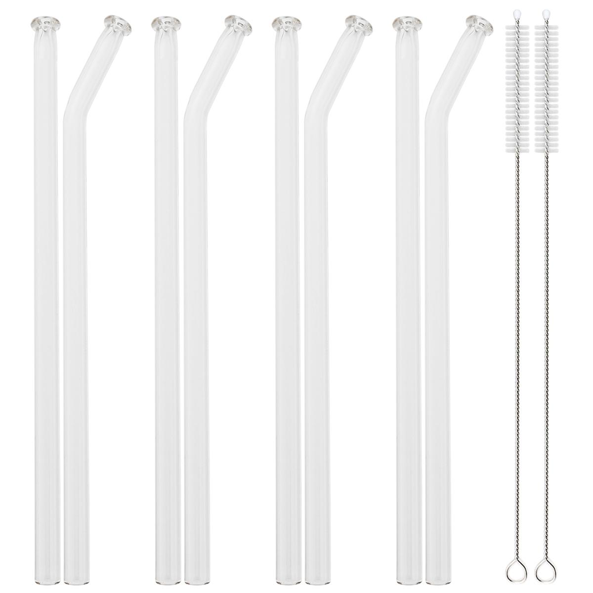 

8pcs High Borosilicate Glass Straw Sets Creative Glass Straw Milk Tea Juice Cocktail Straw Set with Brush Party Bar Accessories прозрачный