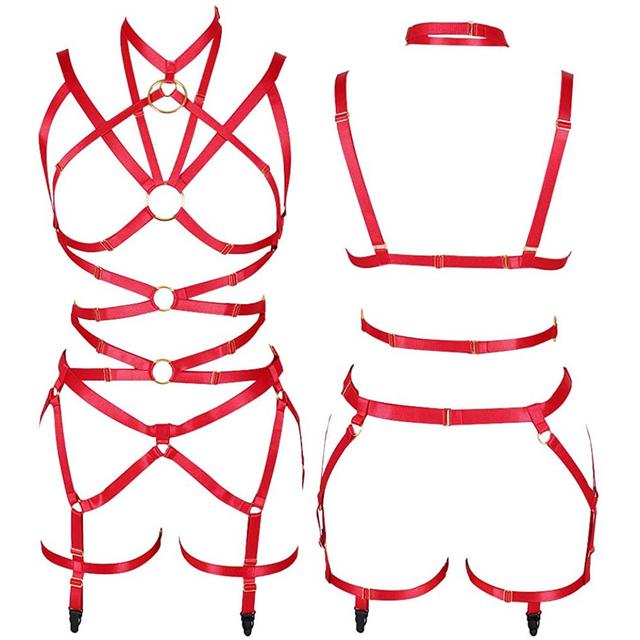 Women's Cropped Punk Harness Belt Stretch Stretch Gothic Garter Rave Sex Lingerie