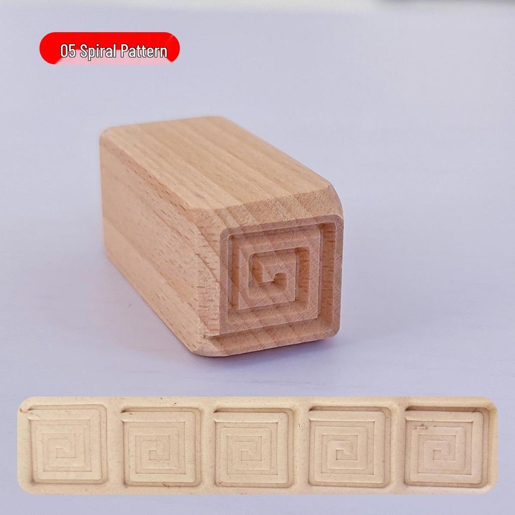 16-Piece Handcrafted Solid Wood Stamps for Clay Sculpting and Cartoon Mooncake Textures