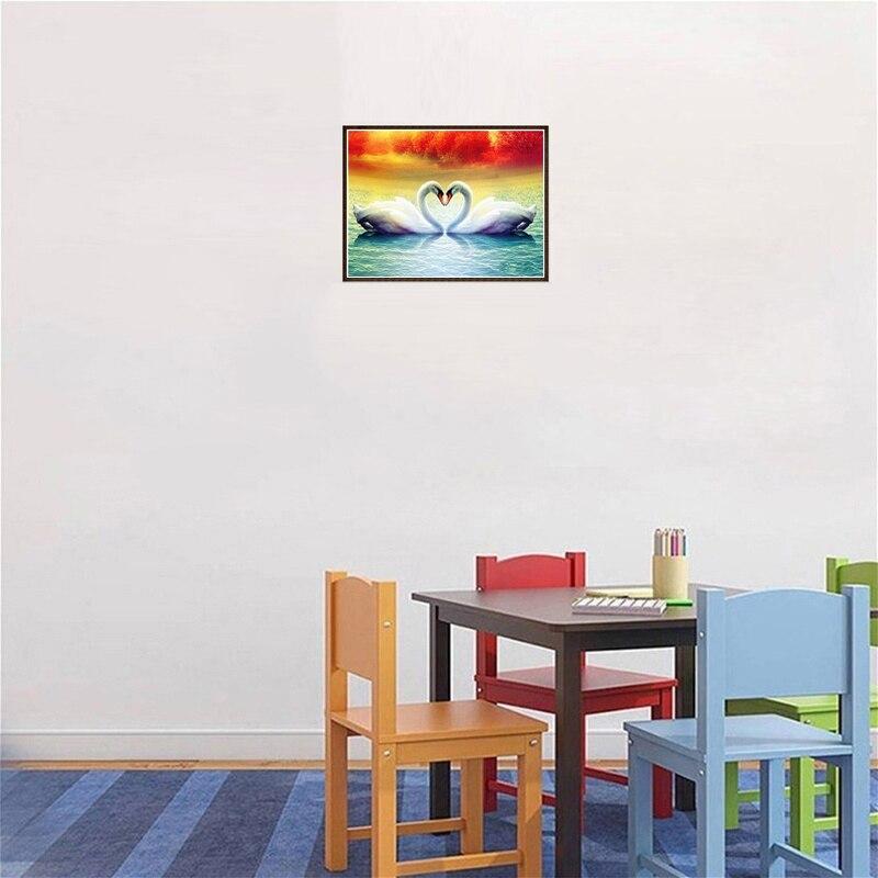 DIY Swan 5D Diamond Painting Full Round Drill Diamond Broderie Animal Cross Stitch Kits Decor Home