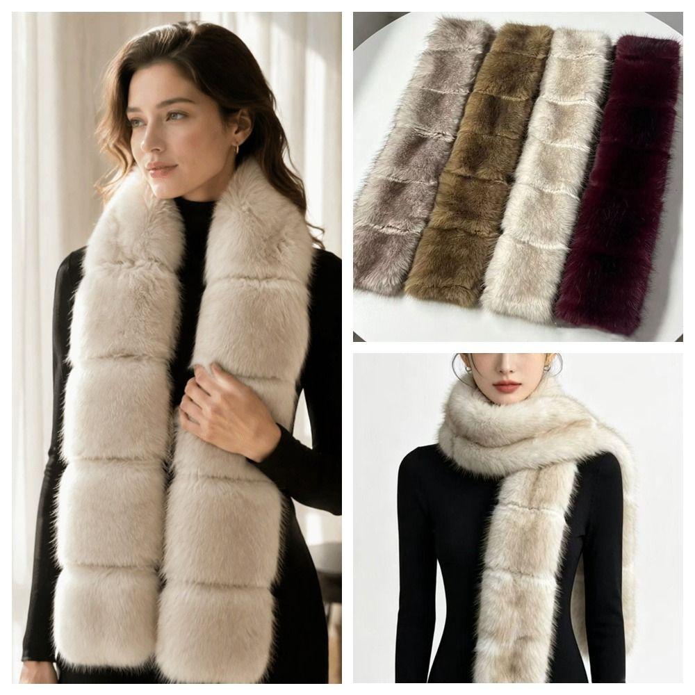Thick Fluffy Scarf Imitation Mink Fur Winter Plush Scarf Shawl Wrap Holiday Gifting
