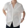 GMXIA Women's Summer White Short Sleeve Shirt Women's Thin Small V-Neck Blouse Loose Draped Career Tops