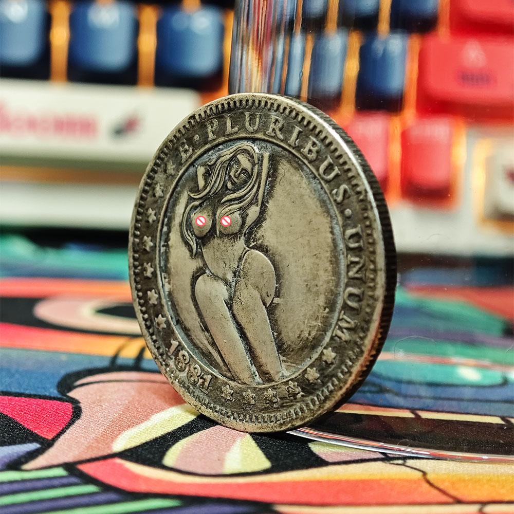 Luxus-Nachtclub-Party-Engel Hobo Nickel Art Paar Münze/US Good Luck Pocket Badge Gedenkmünze Morgan + Geschenktüte