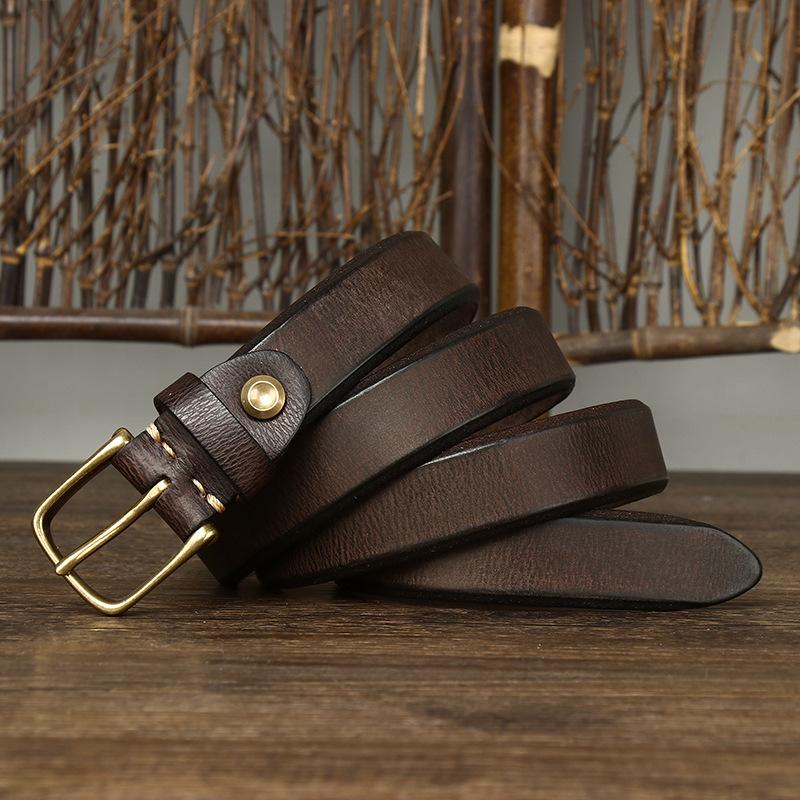 

Rare Thickened Italian First-Layer Cowhide Belt, Women S Genuine Leather Pin Buckle, Simple Retro Versatile Belt, Women S Trendy 90cm