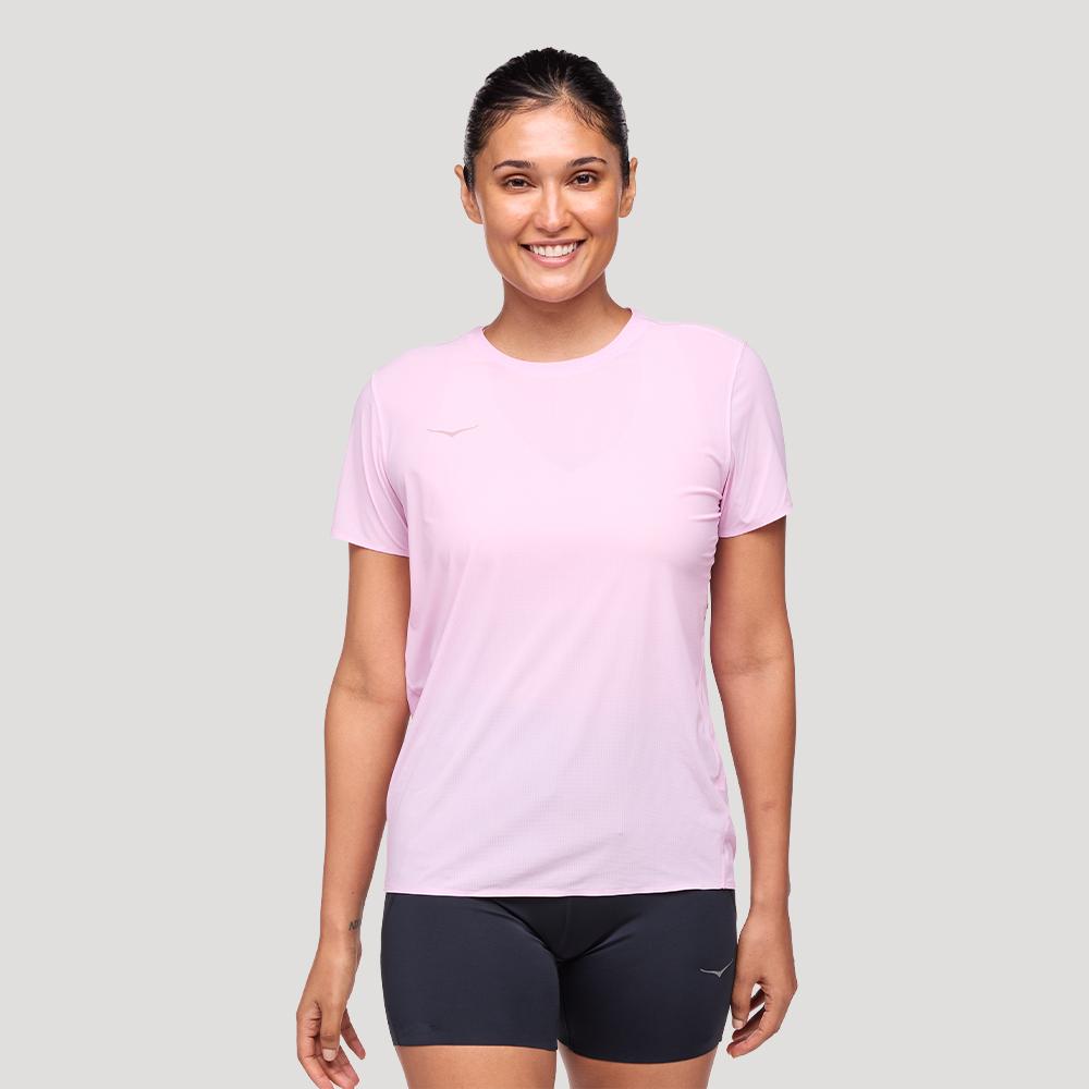 [hoka] Hoka Women s Aerolight Run Short Sleeve 1151084-PNKT M