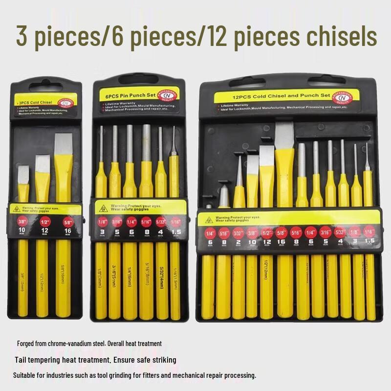 Jundingying 12-Piece Steel Chisel & Punch Set