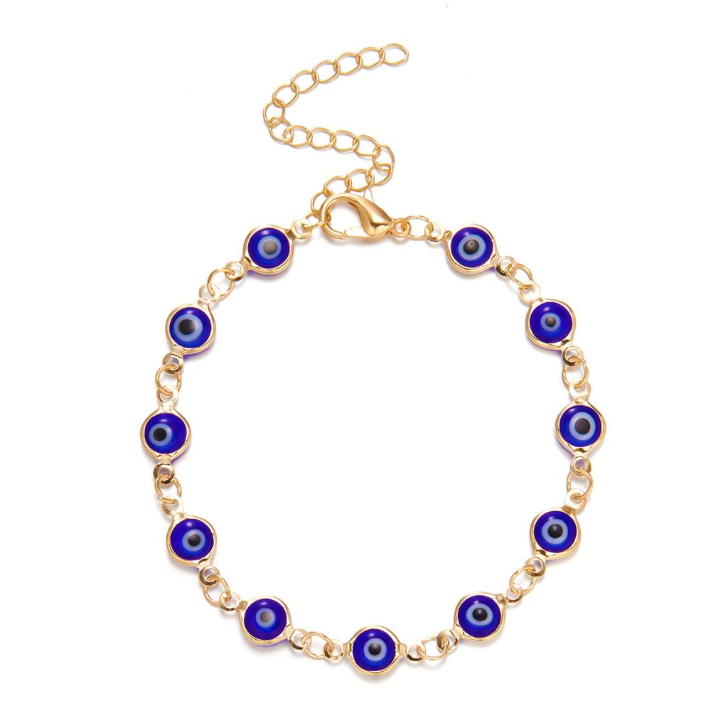Simple Lucky Turkish Evil Eye Bracelet For Women Fashion Colorful Eye Adjustable Metal Chain Friendship Jewelry