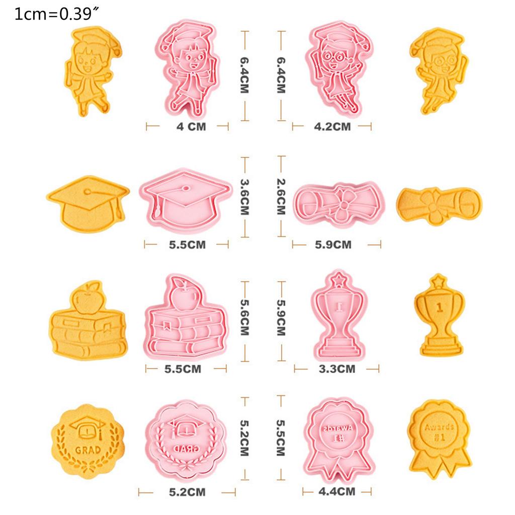 Plastic Cookie Cutters Graduation Series Biscuit Moulds Cookie Moulds Biscuit Cutters 3D Press Baking Gadgets for Cookie