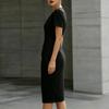 Vestito aderente da donna a maniche corte colorato - Vestito con scollo rotondo, aderente, vita plissettata per, Festa, Casual, Lavoro e Abbigliamento da sera