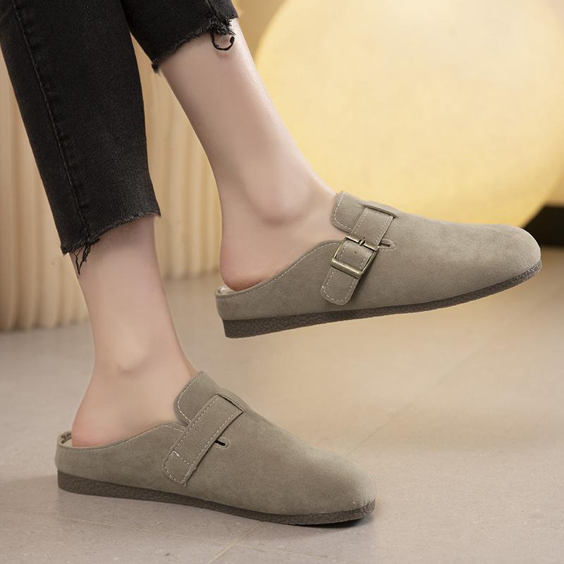 Female Flat-bottomed Lazy Casual Soft-bottomed Bag Head Drags a Pedal, Spring and Summer Comfortable Women 2025 Fashion