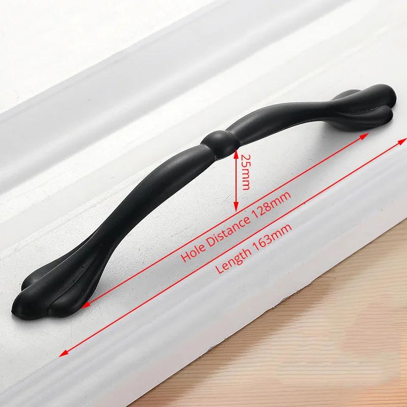 Svart skåphandtag i aluminiumlegering Amerikansk stil Solida köksskåpshandtag Lådknoppar Möbelhandtag Beslag