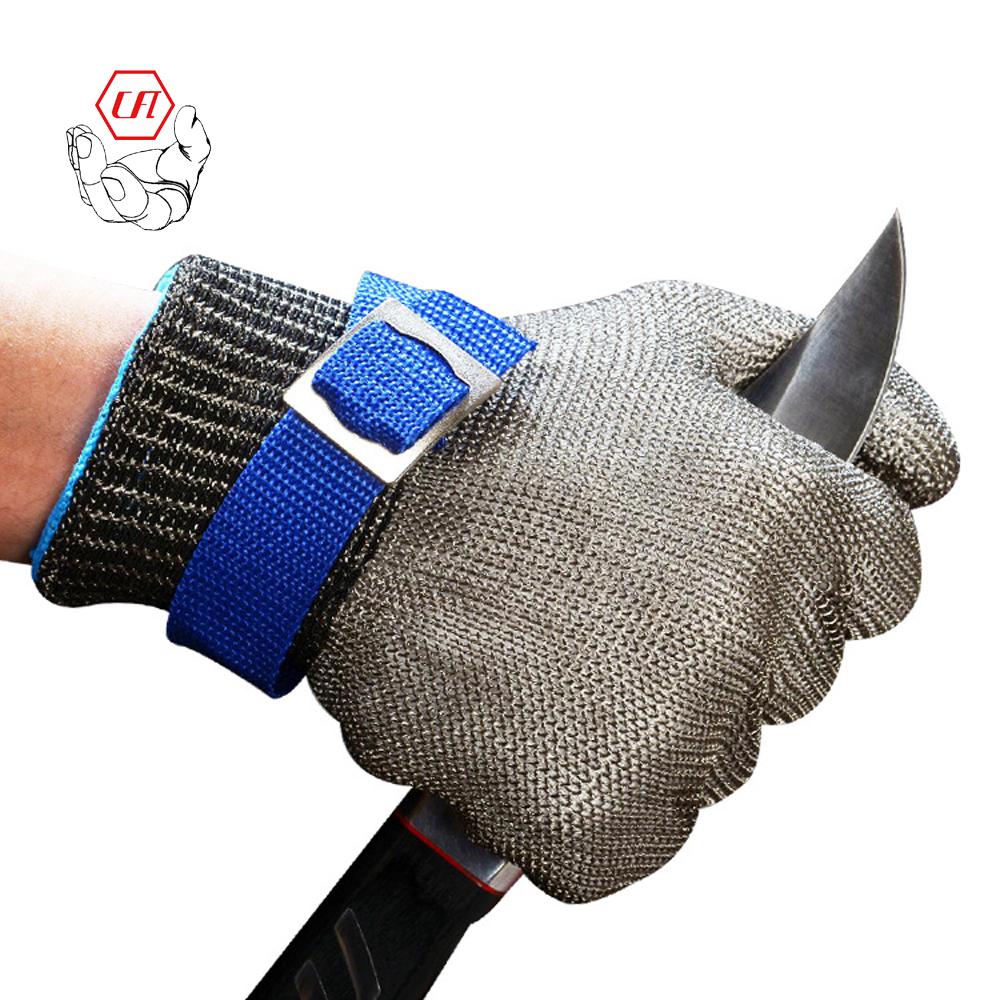 Level 9 Cut Resistant Stainless Steel Mesh Safety Gloves for Meat Cutting Butcher Slaughter & Fishing Anti-Cut Protection (as the picture,Cut-Protection Gloves&S)