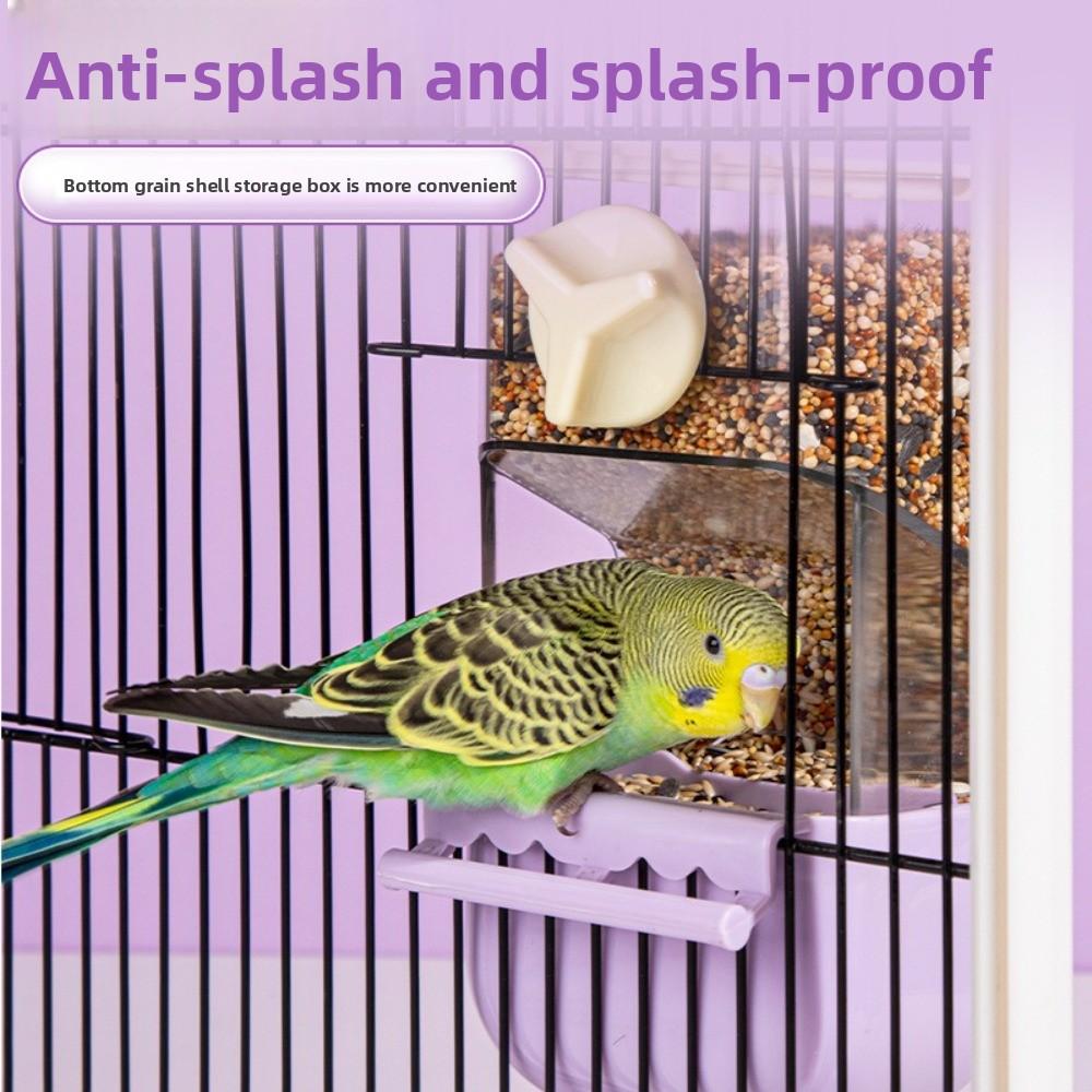 New Automatic Parrot Feeder Transparent Large Capacity Food Container Anti-Spill Cage Mount Pet Food Tray Pet Supplies
