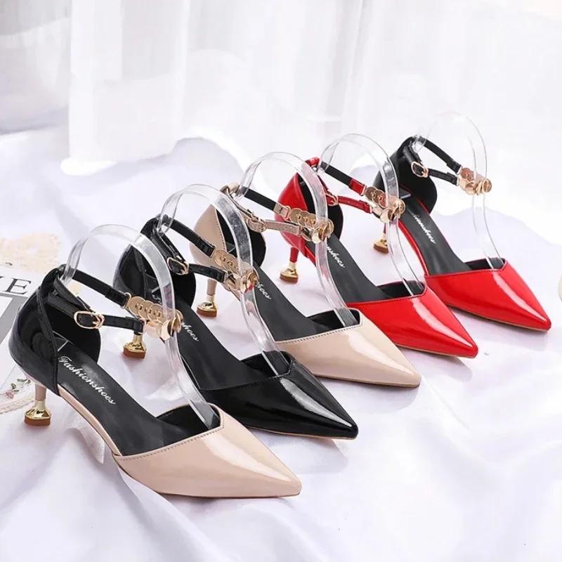 Mode Damen Schuhe 2024 Heißer Verkauf Schnalle frauen High Heels Mode Pailletten Kleid Pumpen Frauen Sexy Spitz Heels womenzapatos