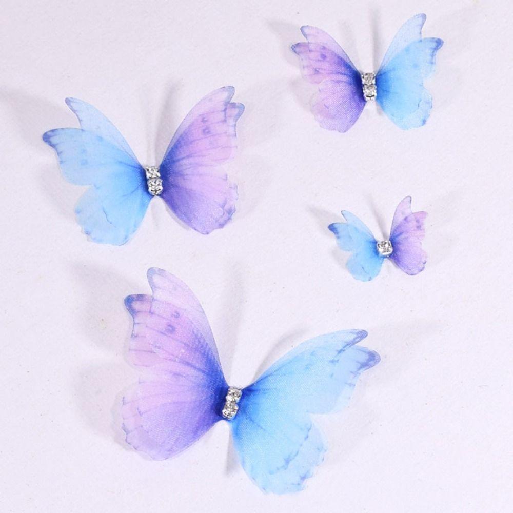 50Pcs Double Layer Butterfly Appliques Translucent Clothes Sewing Patch  Garment Design Materials