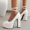 Large Size High Heel Single Shoes Women'S Super High Thick Heel Sexy Waterproof Table Solid Color Hate Sky High Fashion Shoes