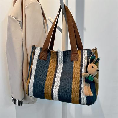 Mori Large-capacity Oblique Span Canvas Bag Women's Fashion Daily Shoulder Bag Class Commuter Tote Bag