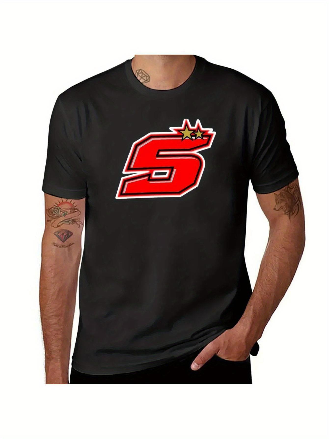 1pc Zarco 5 Graphic T-Shirt for Men- Black with Red& Yellow Crown Print XXL