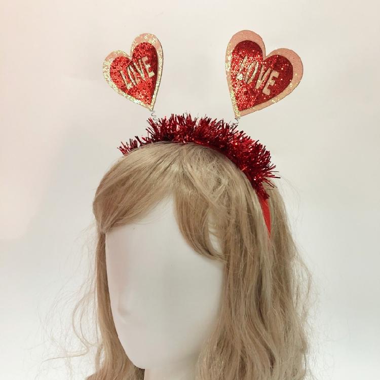 Woman Teens Tinsel Valentines Headband Hair Hoop Girls Banquet Party Hairband