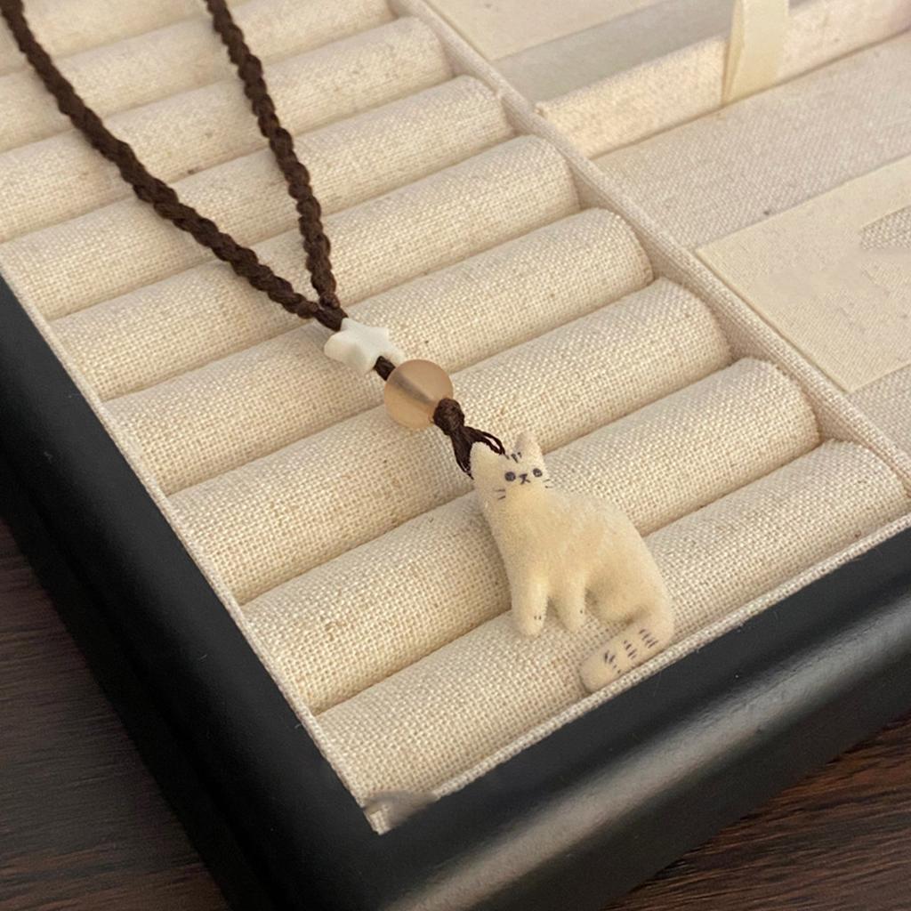 Cats Pendant Necklace Adjustable Flocking Rope Clavicle Chain Unique Gift For Cats Lovers And Fashion Enthusiasts