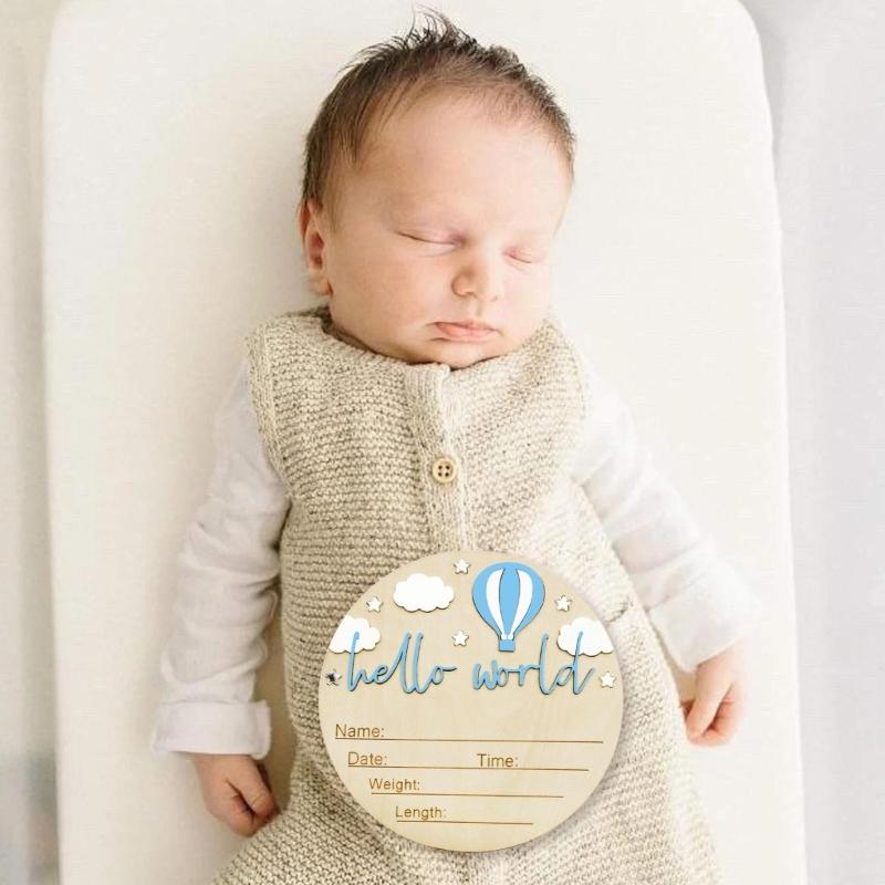 Wooden Baby Birth Announcement Plaque With Customizable Name And Date For Nursery Decoration