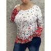 Plus Size Women S Long Sleeve Crew Neck Floral Print Spliced T Shirt