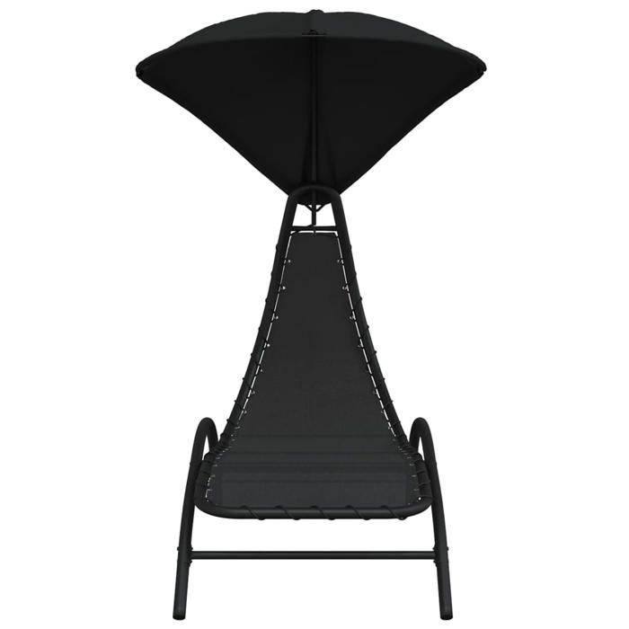 VidaXL Chaise longue avec auvent noir 167x80x195 cm tissu et acier, chaise longue, lit de repos, chaise longue de jardin, 362706
